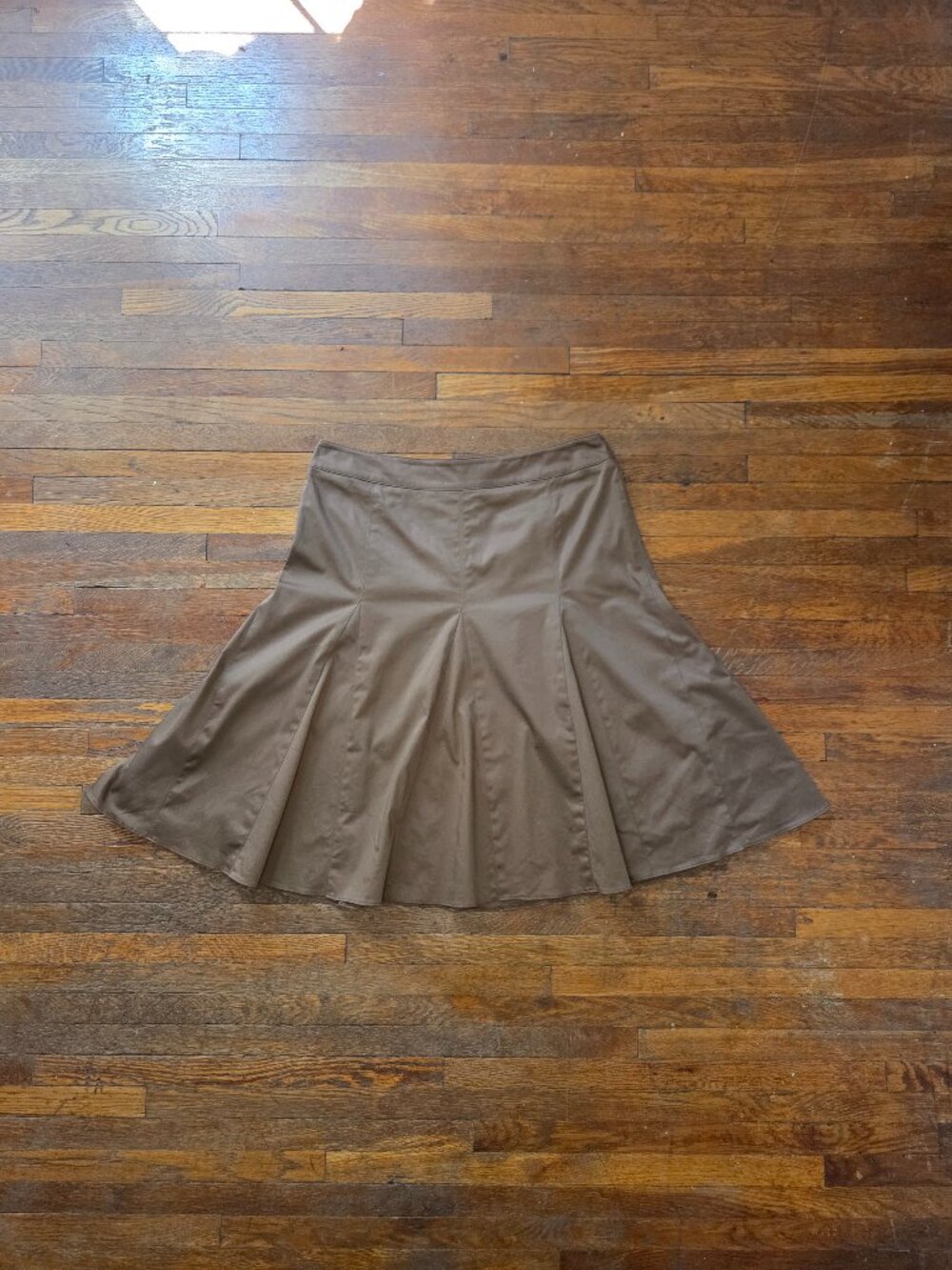 Anne Klein Brown Fit and Flare Cotton Midi Skirt